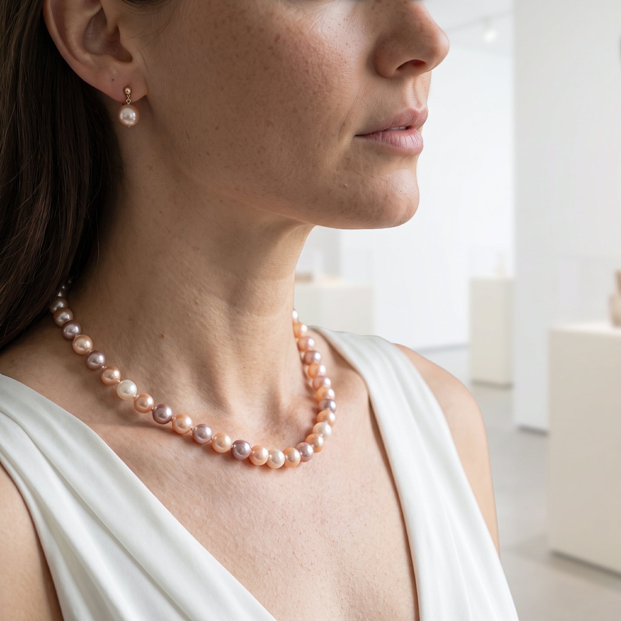 7.0-7.5mm Freshwater Multicolor Pearl Necklace - AAAA Quality