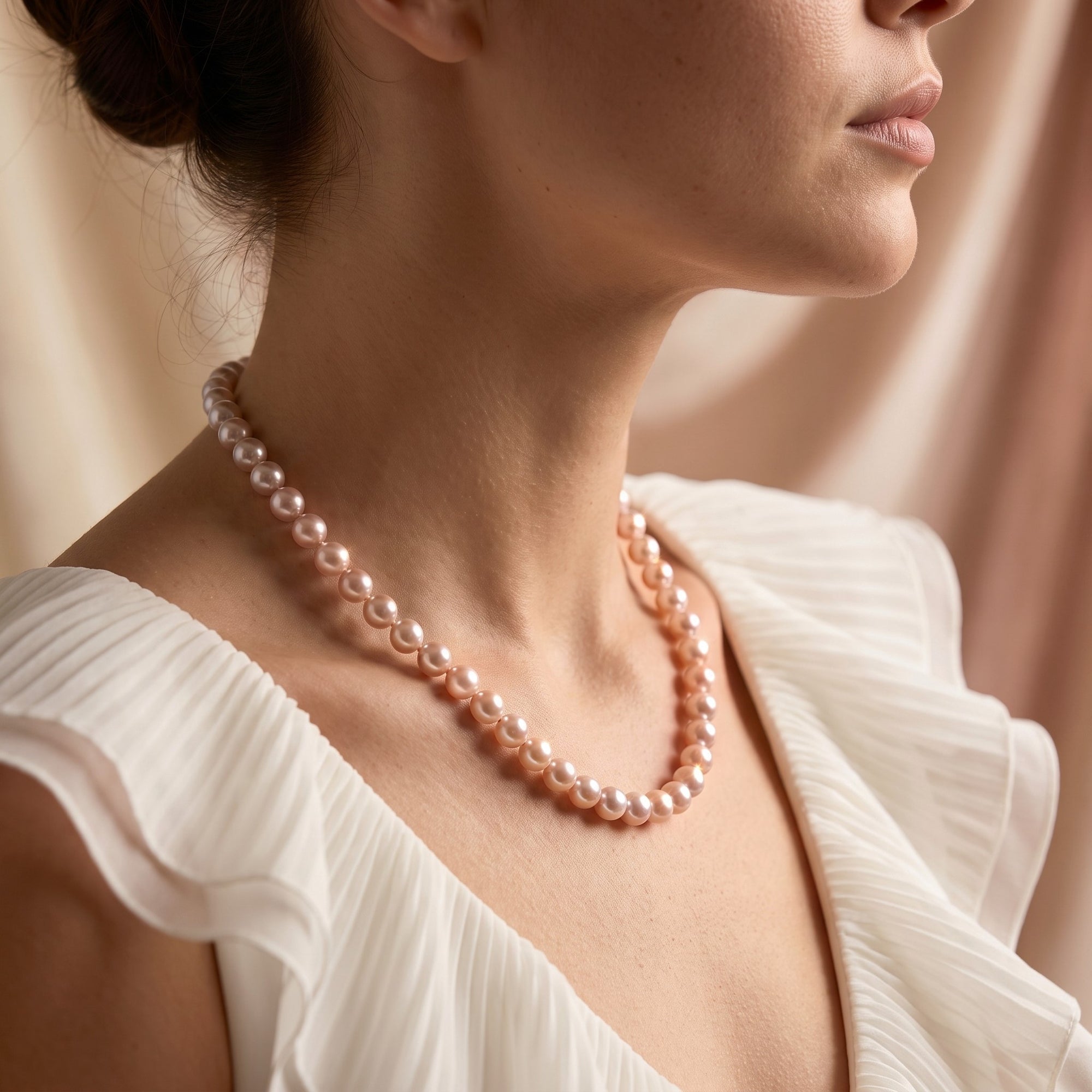 7.0-7.5mm Pink Freshwater Pearl Necklace - AAAA Quality
