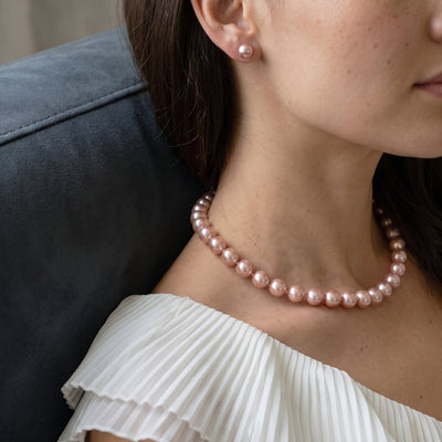 9.5-10.5mm Pink Freshwater Pearl Necklace - AAAA Quality