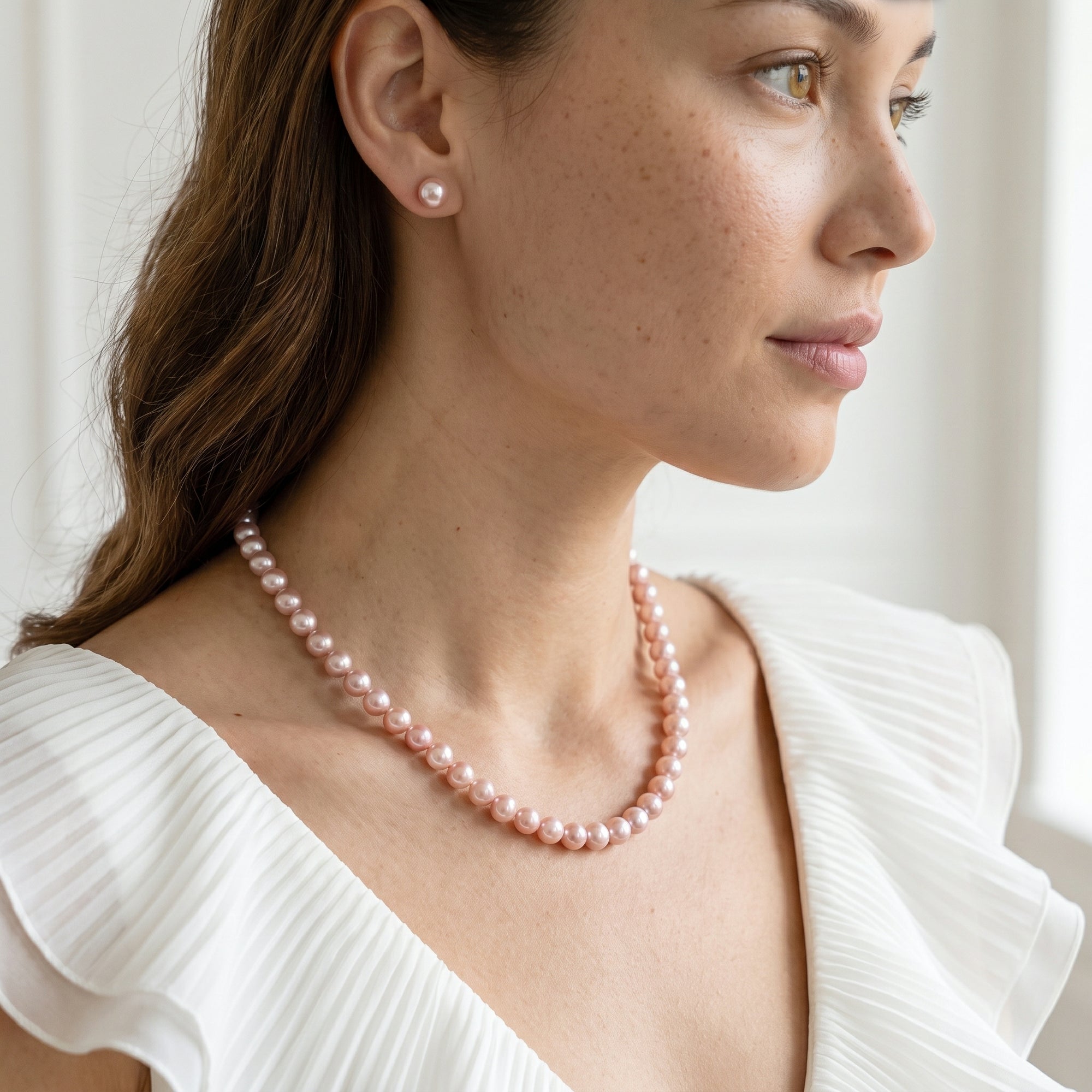 7.0-7.5mm Pink Freshwater Pearl Necklace - AAAA Quality