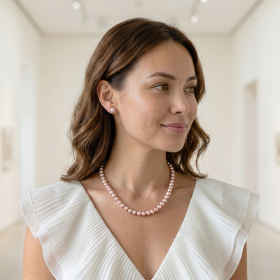 7.0-7.5mm Pink Freshwater Pearl Necklace - AAAA Quality