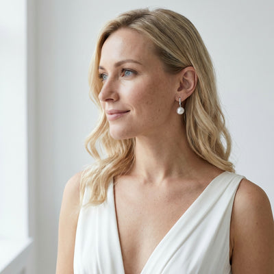 White South Sea Pearl & Diamond Metropolis Dangle Earrings