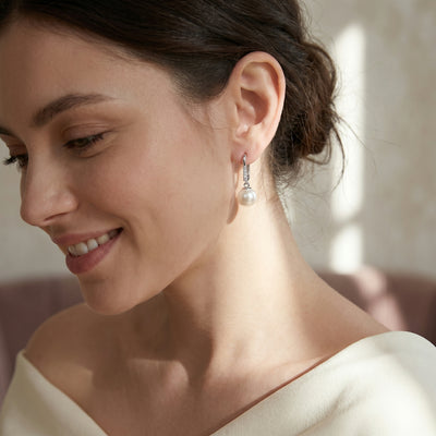White South Sea Pearl & Diamond Equinox Dangle Earrings