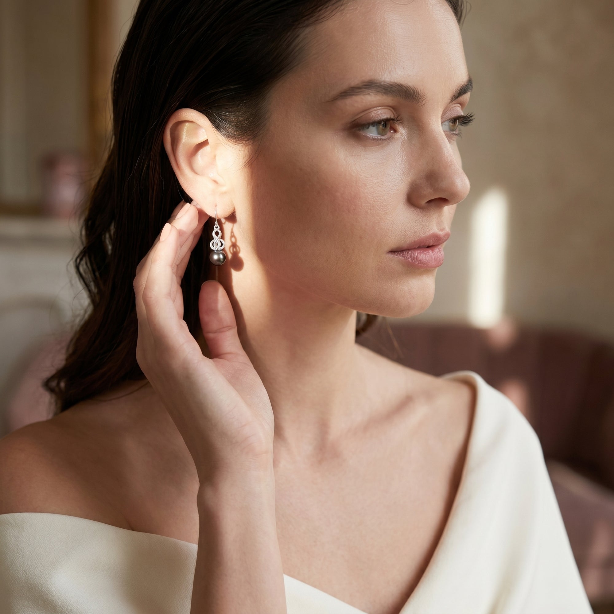 Black Tahitian Pearl Arrakis Dangle Earrings