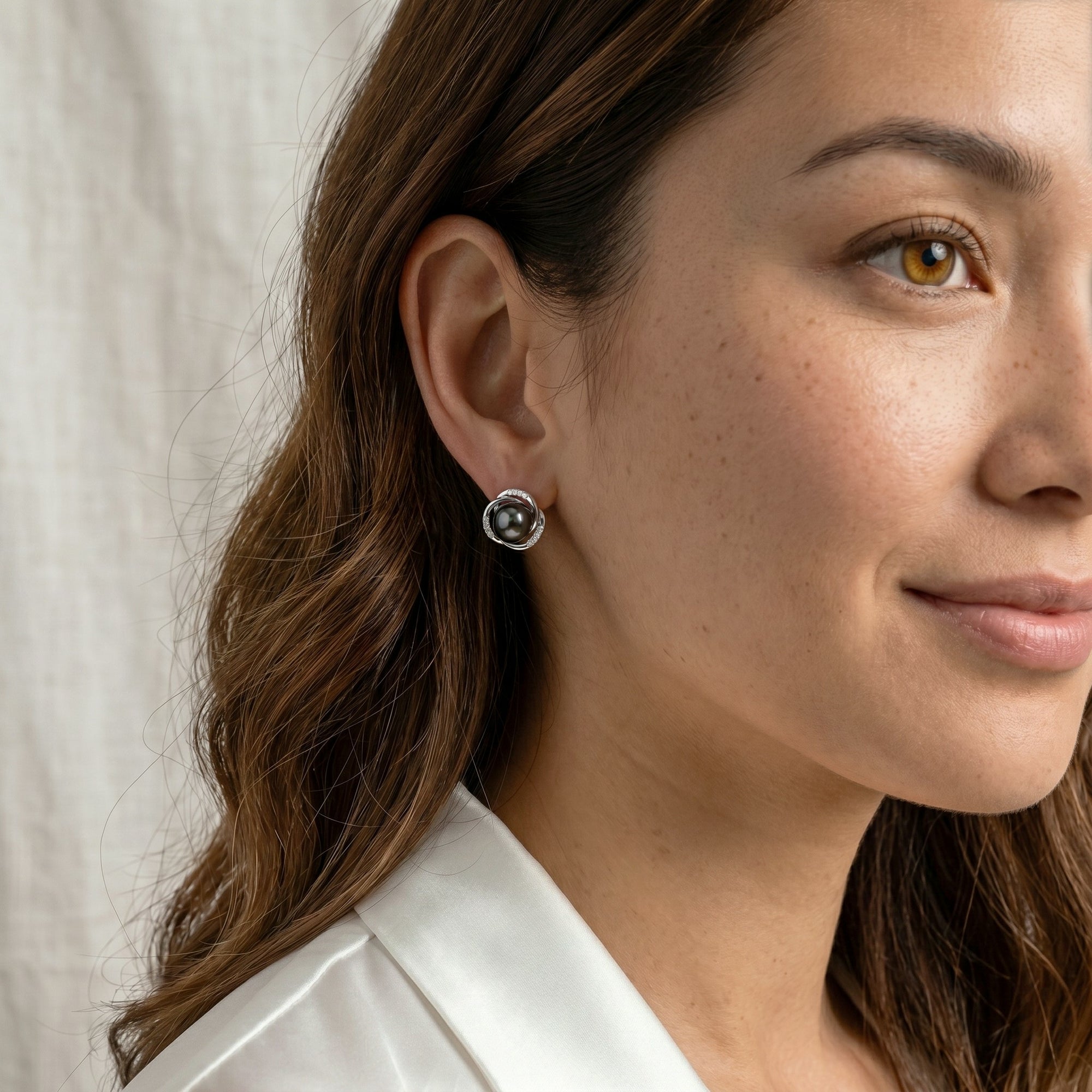 Tahitian South Sea Pearl and Diamond Stella Earrings