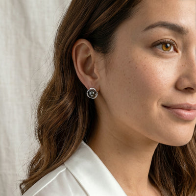 Tahitian South Sea Pearl and Diamond Stella Earrings