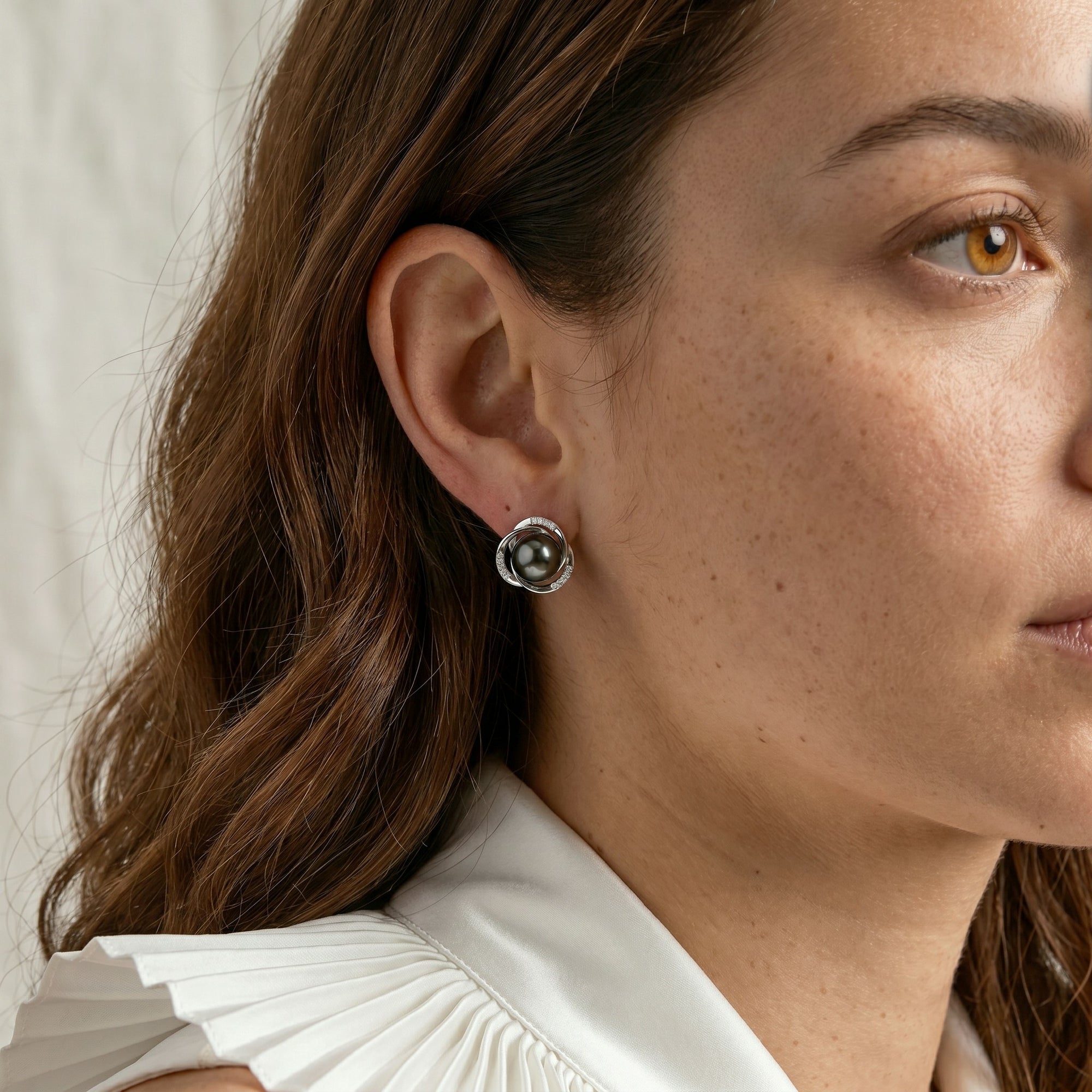 Tahitian South Sea Pearl and Diamond Stella Earrings