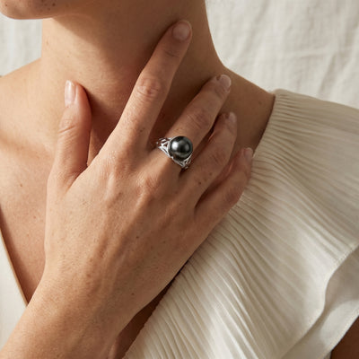 Tahitian South Sea Pearl & Diamond Abby Ring