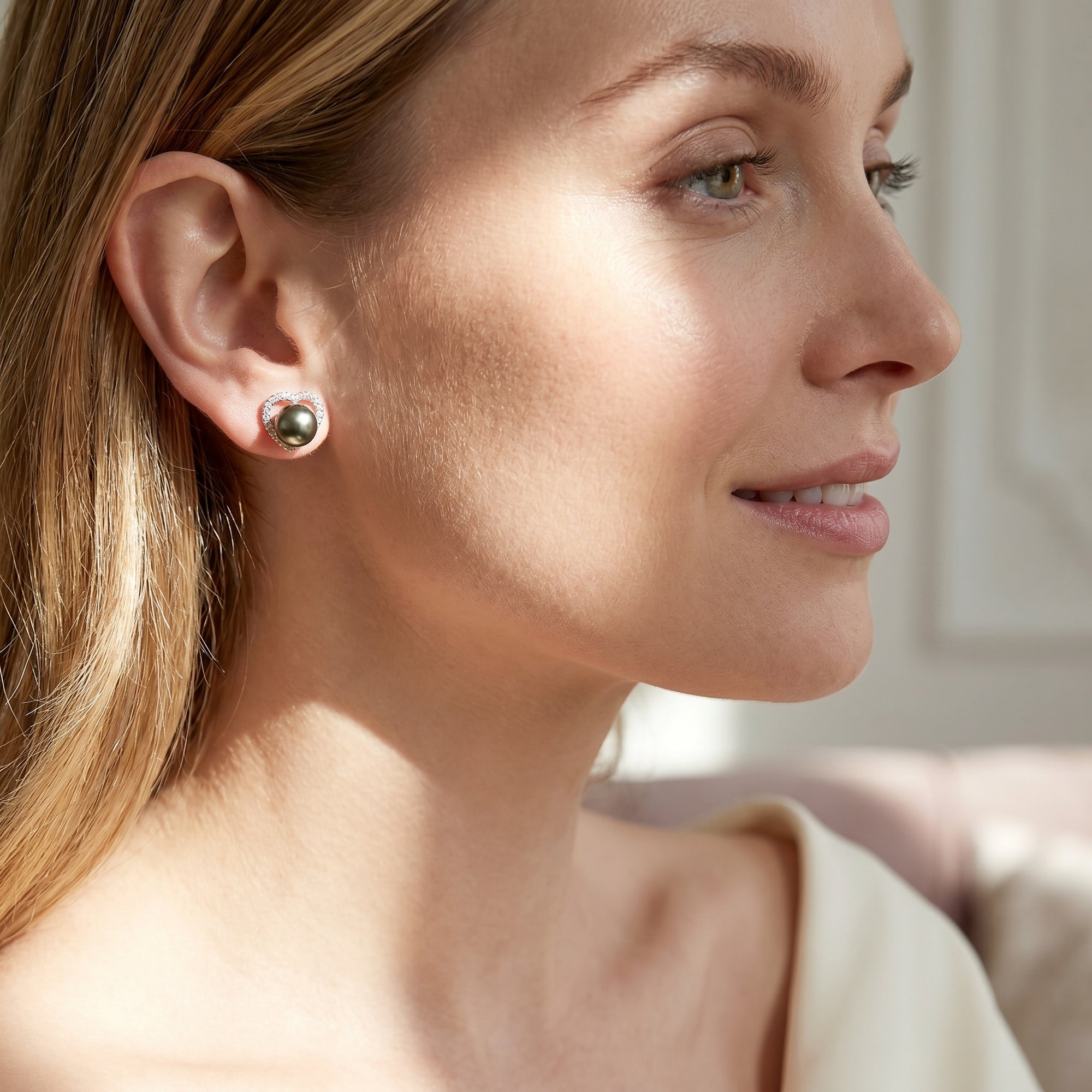 Tahitian South Sea Pearl & Diamond Amour Earrings