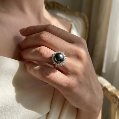Tahitian South Sea Pearl & Diamond Sage Ring