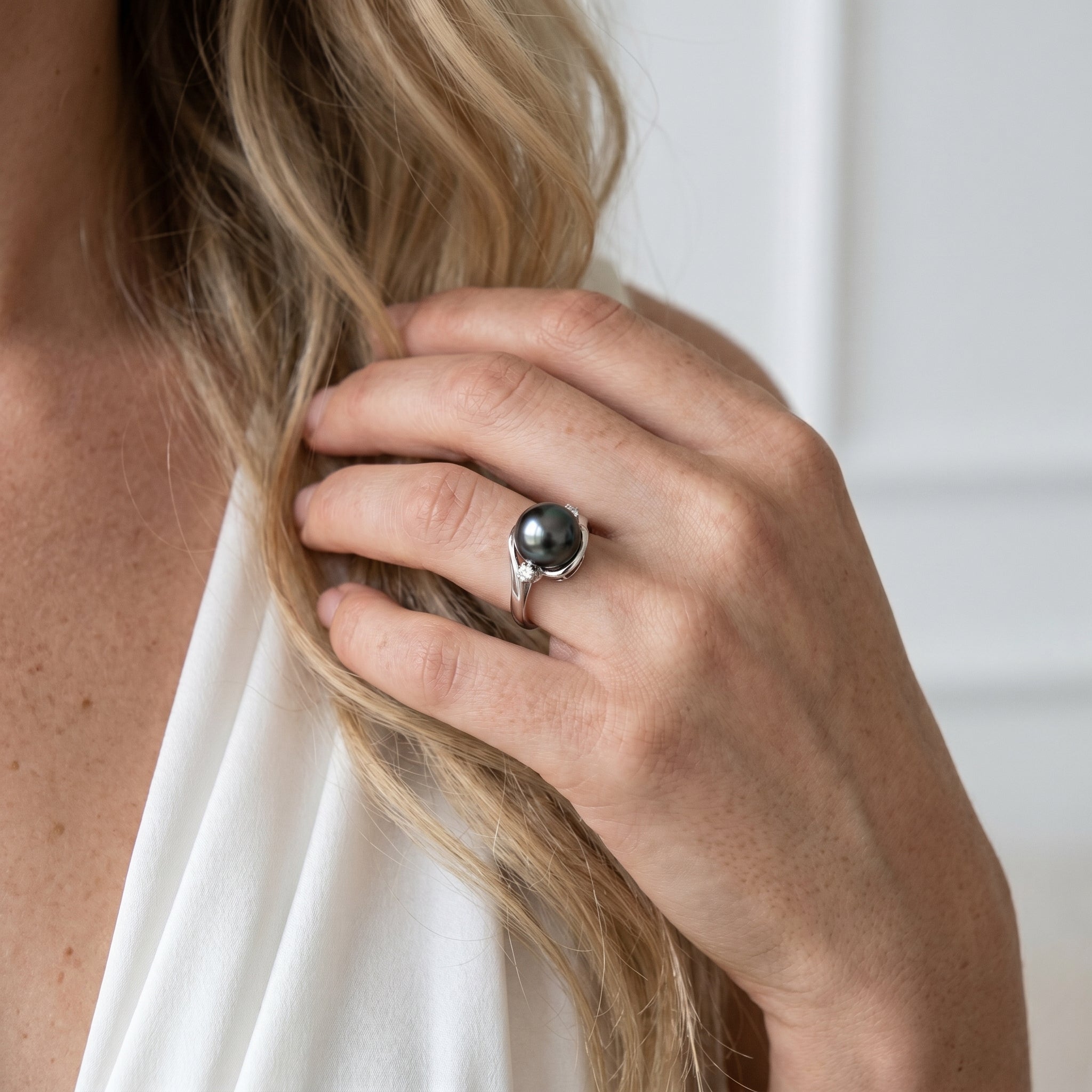 Tahitian South Sea Pearl & Diamond Sia Ring - Pearls of Joy