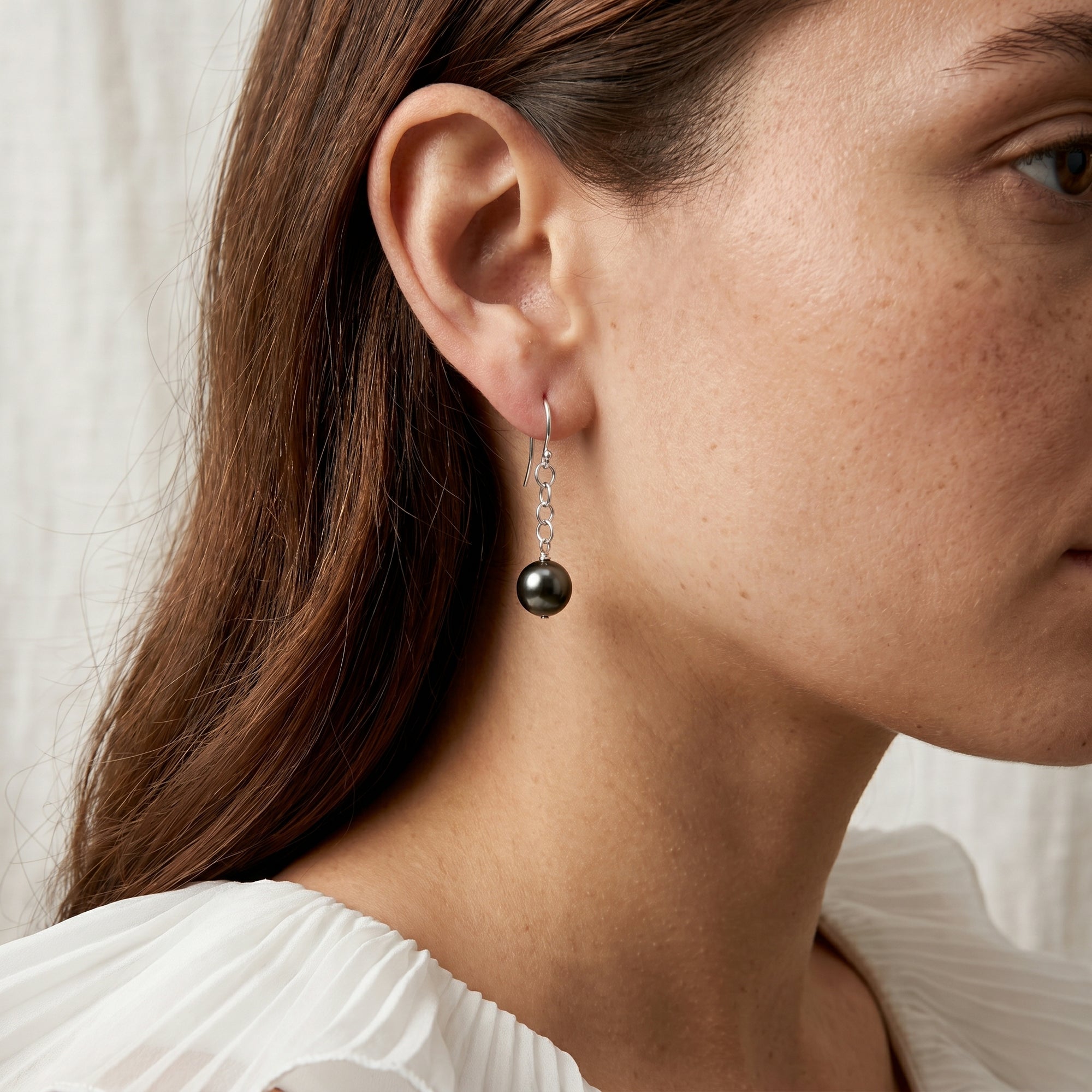 Tahitian South Sea Round Pearl Dangling Tincup Earrings