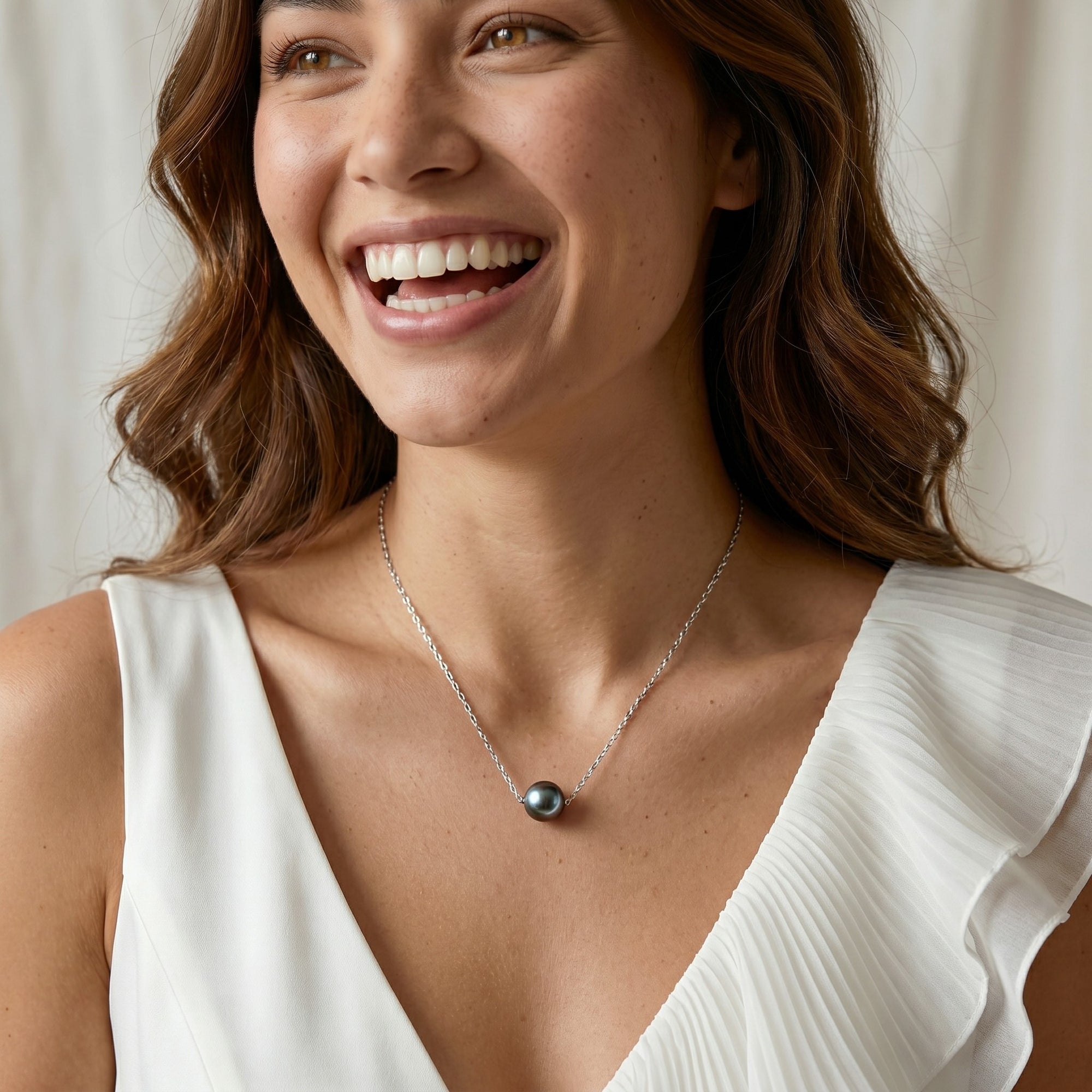 Black Tahitian Pearl Floating Solitaire Pendant