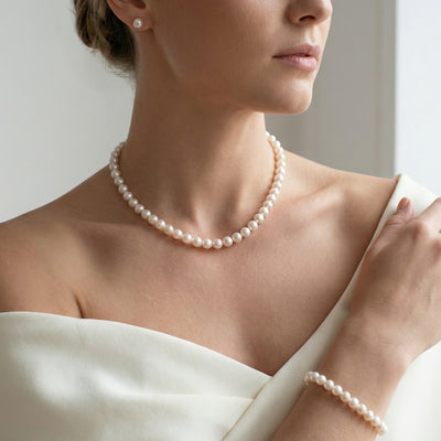 White Japanese Akoya Pearl 3-Piece Jewelry Set, 6.0-6.5mm