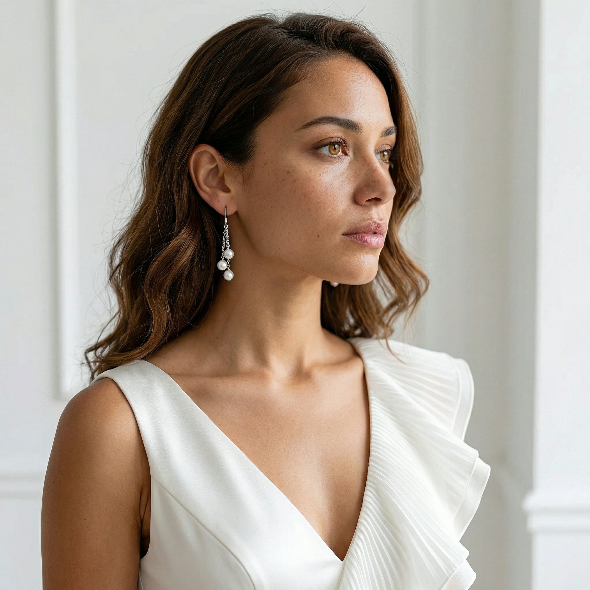 White Akoya Pearl Cluster Earrings