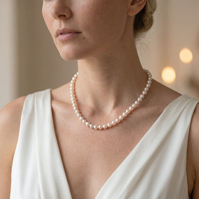 8.0-8.5mm White Freshwater Pearl Necklace - AAAA Quality