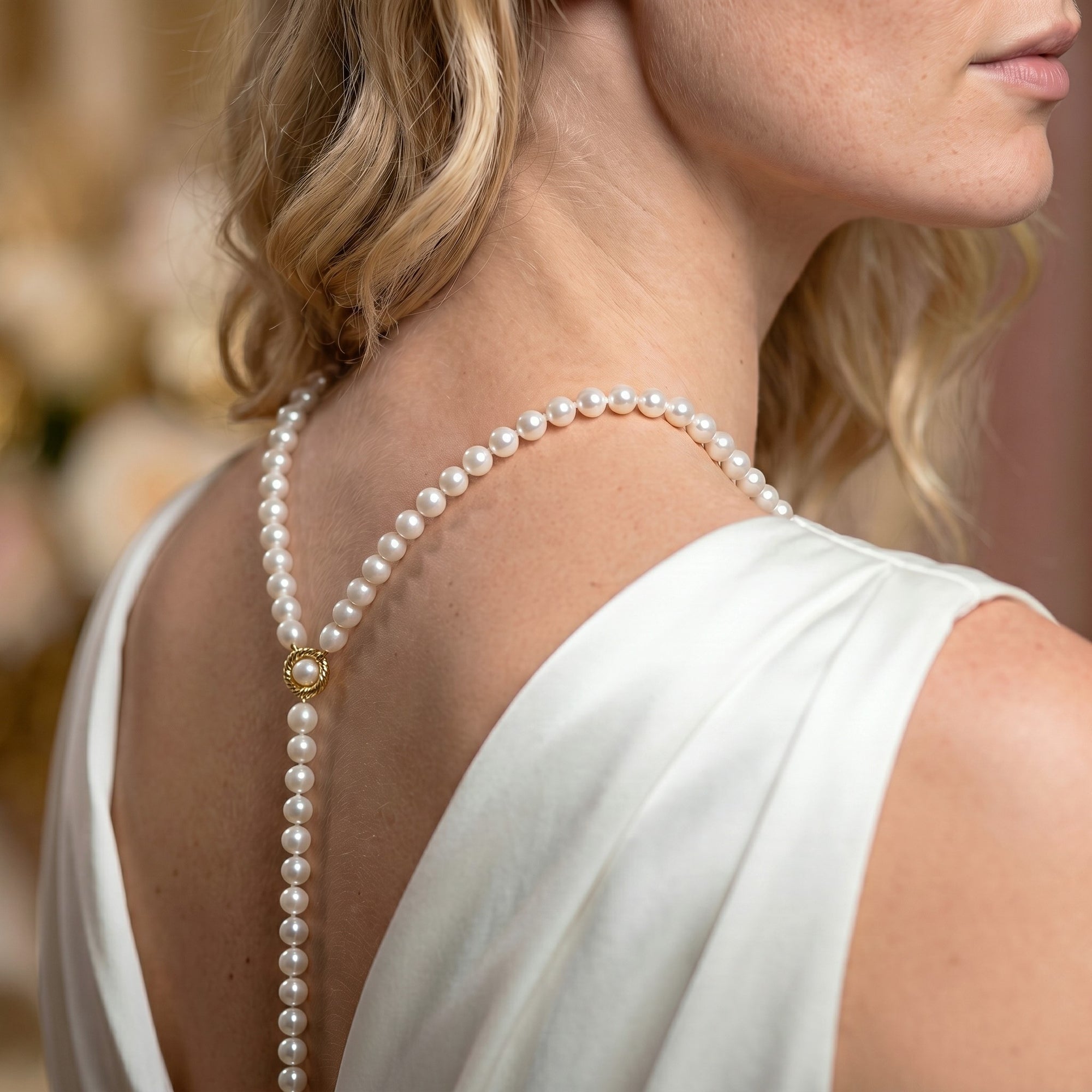 White Freshwater Pearl Adjustable lariat Y-Shape 51 Inch Rope Length Necklace - AAAA Quality