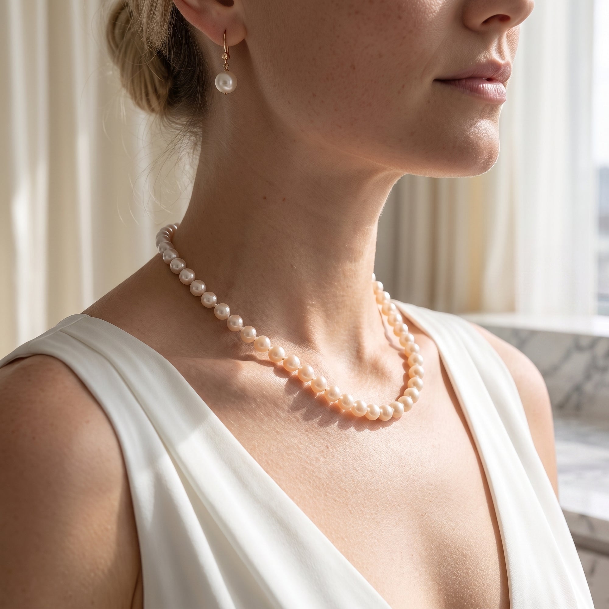 7.0-7.5mm White Freshwater Pearl Necklace - AAAA Quality