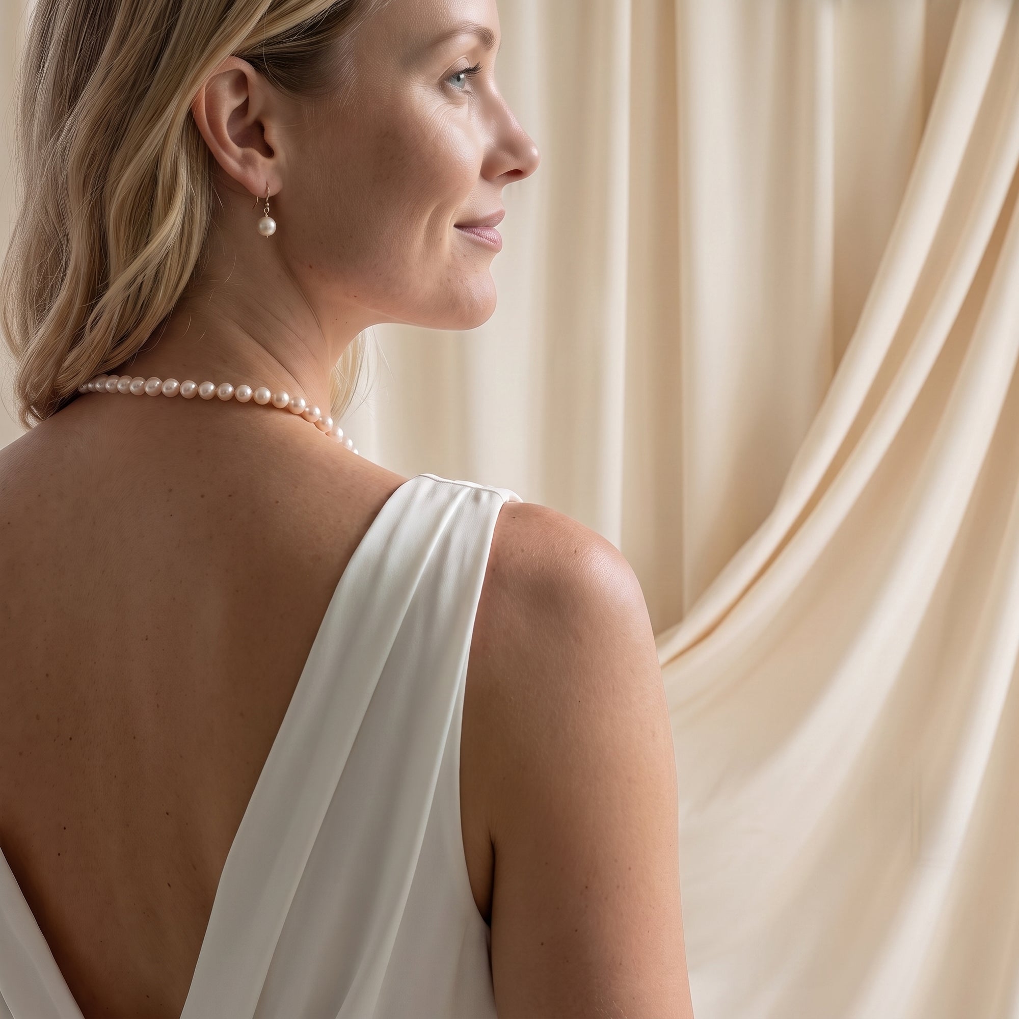 7.0-7.5mm White Freshwater Pearl Necklace - AAAA Quality