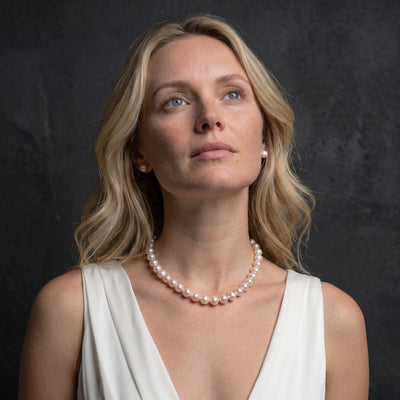 9.5-10.5mm White Freshwater Pearl Necklace- AAAA Quality
