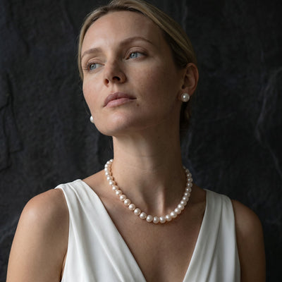 9.5-10.5mm White Freshwater Pearl Necklace- AAAA Quality