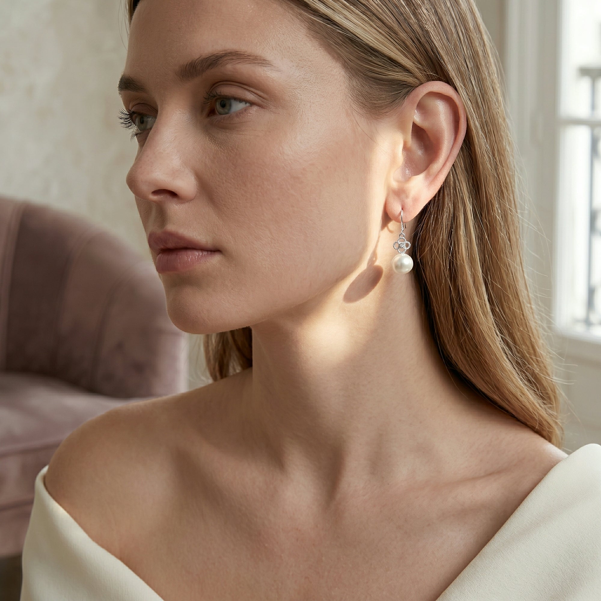 White South Sea Pearl & Diamond Harper Earrings