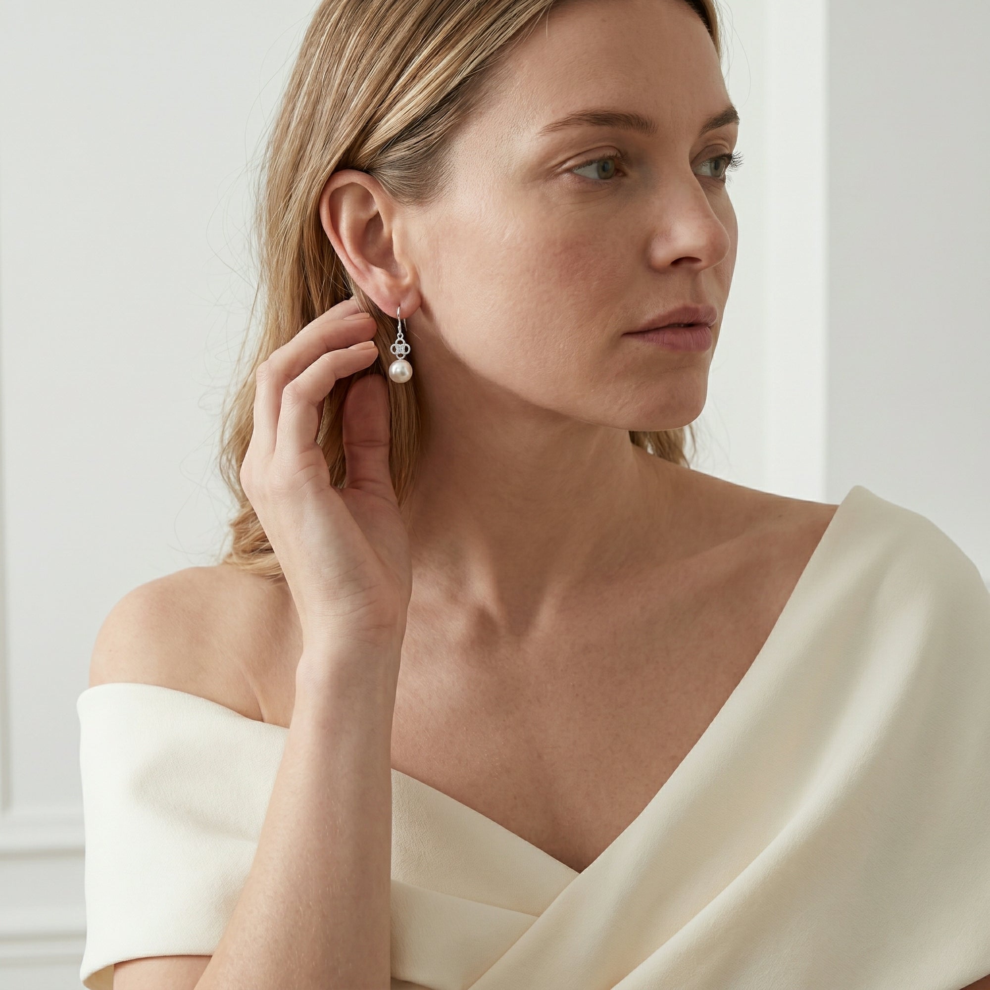 White South Sea Pearl & Diamond Harper Earrings