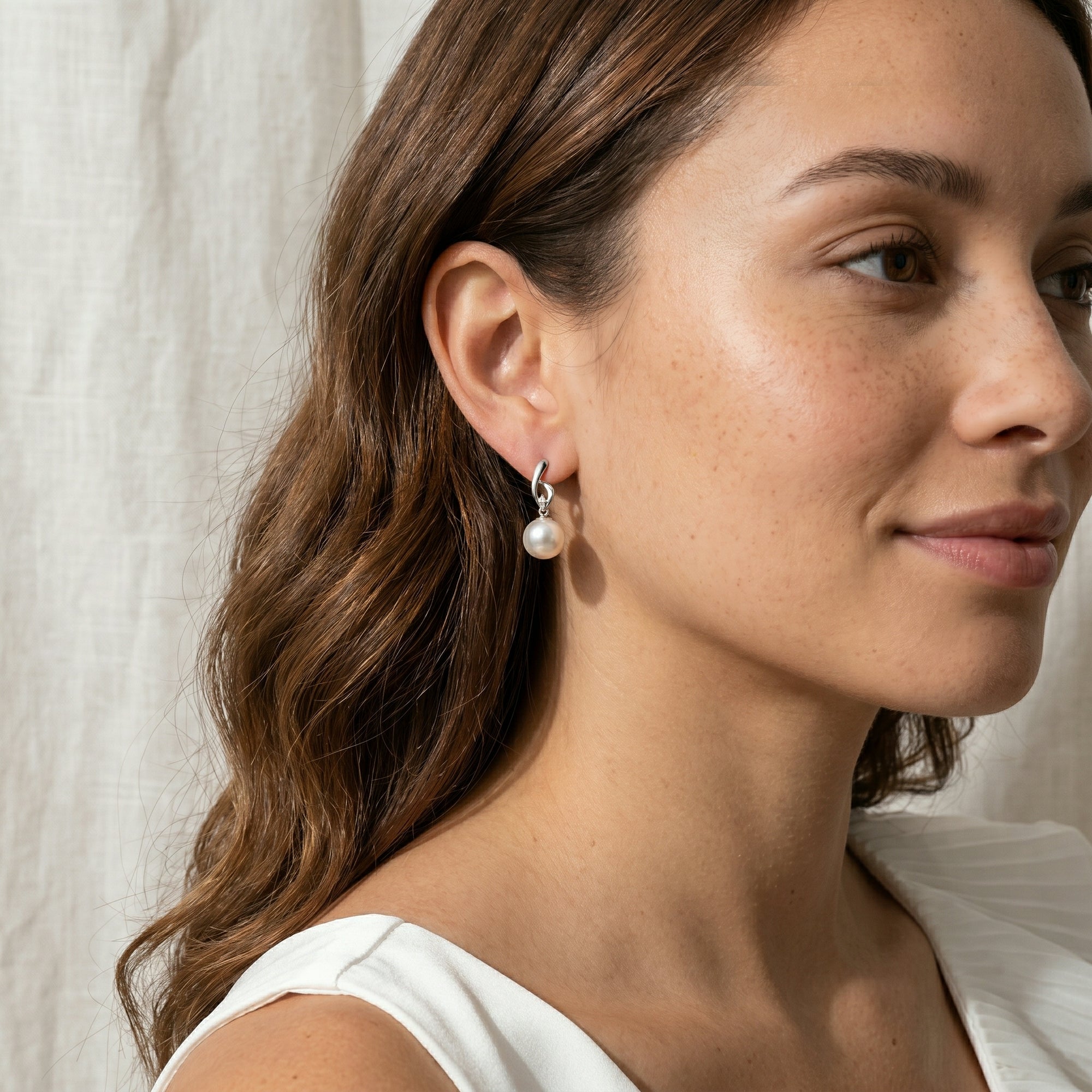 White South Sea Pearl & Diamond Asterie Earrings