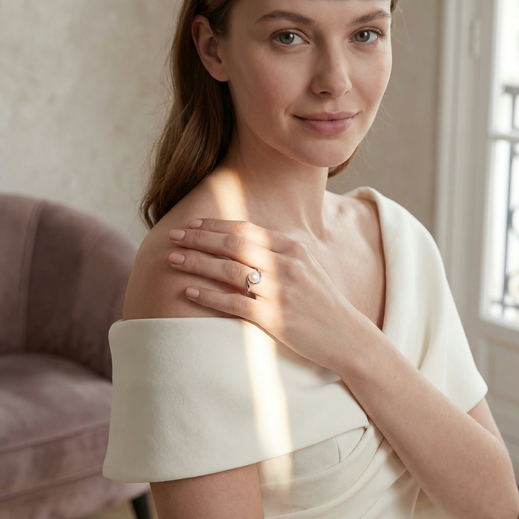 White South Sea Pearl Antares Solitaire Ring
