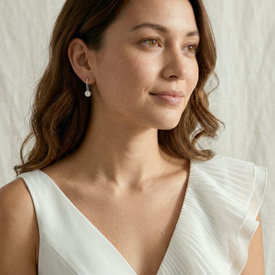 White South Sea Pearl Lyra Hoop Earrings