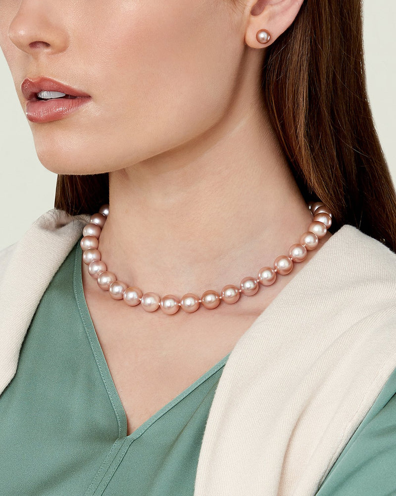 9.5-10.5mm Pink Freshwater Pearl Necklace - AAA Quality - Pearls