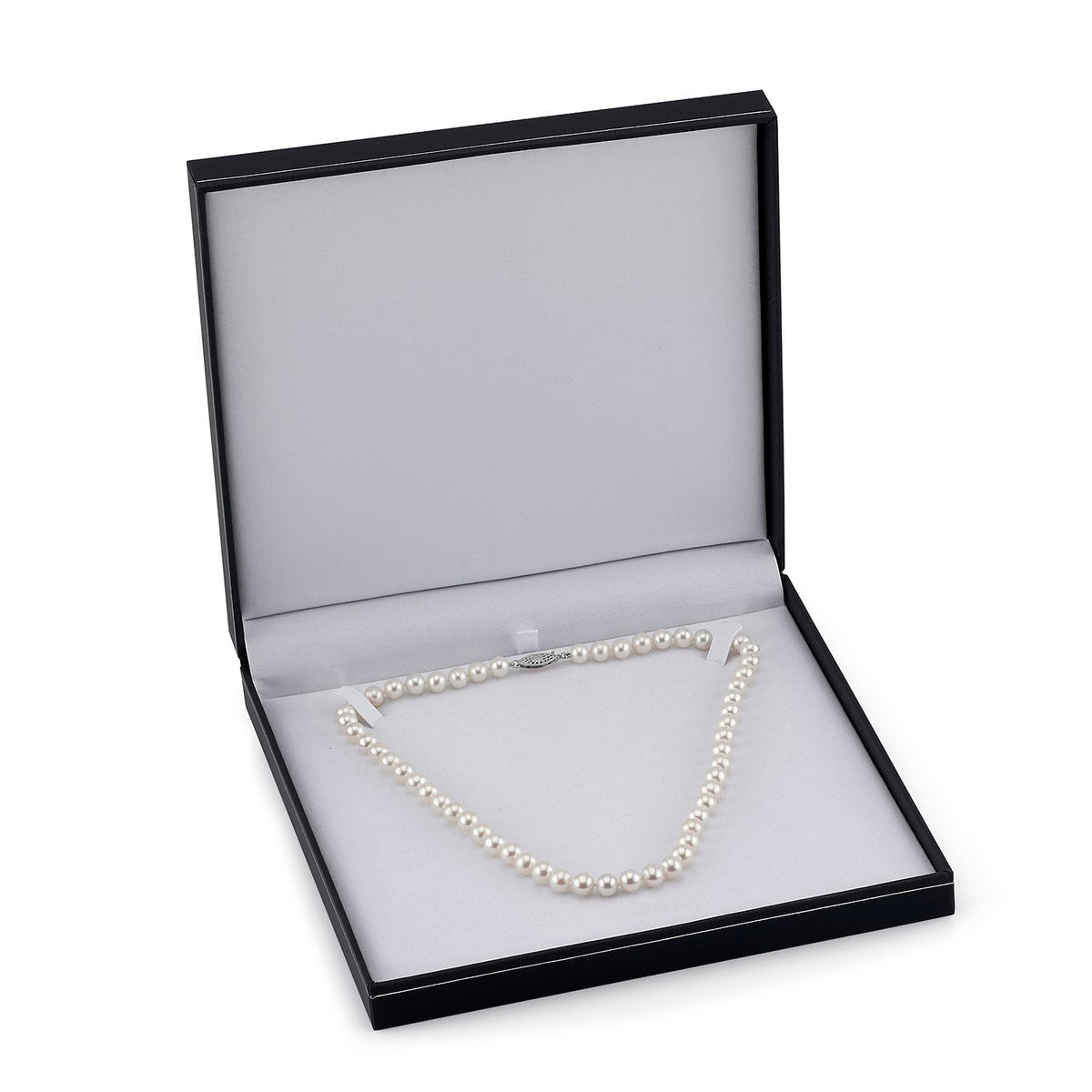 Natural 7-8mm White Freshwater Pearl Necklace – 18" Choker With Ball Chain – Nickel-Free
