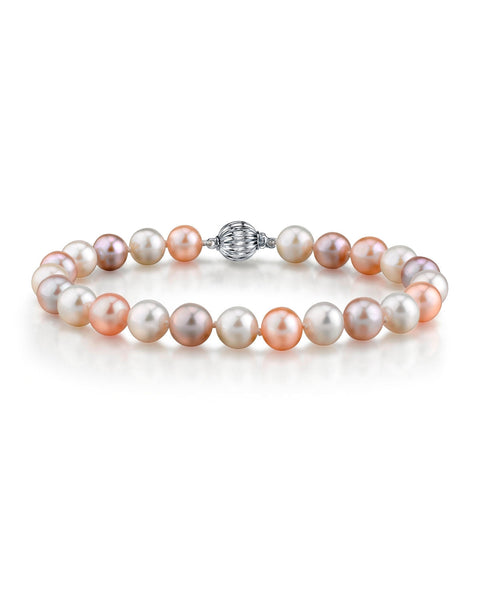 Natural Multicolor Baroque Freshwater Cultured Pearl Bracelet – 7.5 Inch Gold Plated Charm Bracelet