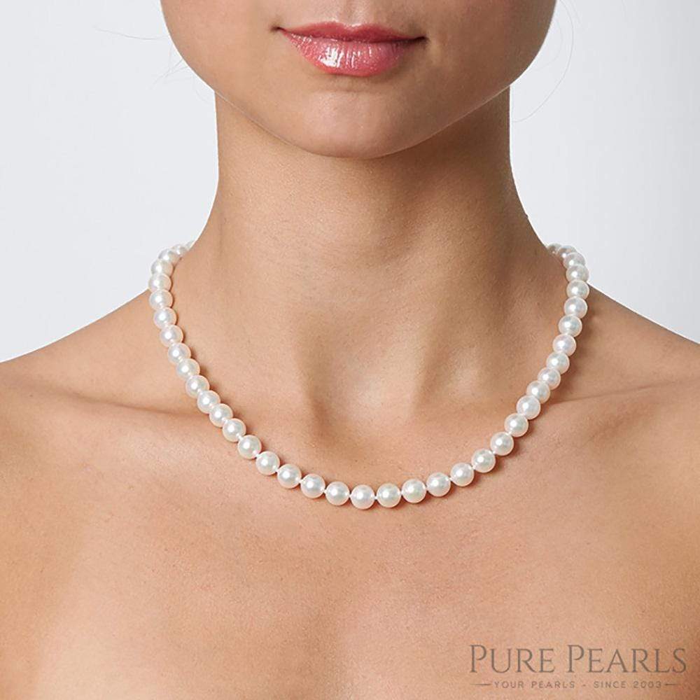 Pearls of Joy White Japanese Akoya Pearl Necklace Earring 2 Piece Set 7.0 7.5mm 18 Princess Length 7.0 7.5mm AA Quality Filigree Clasp 14K YG