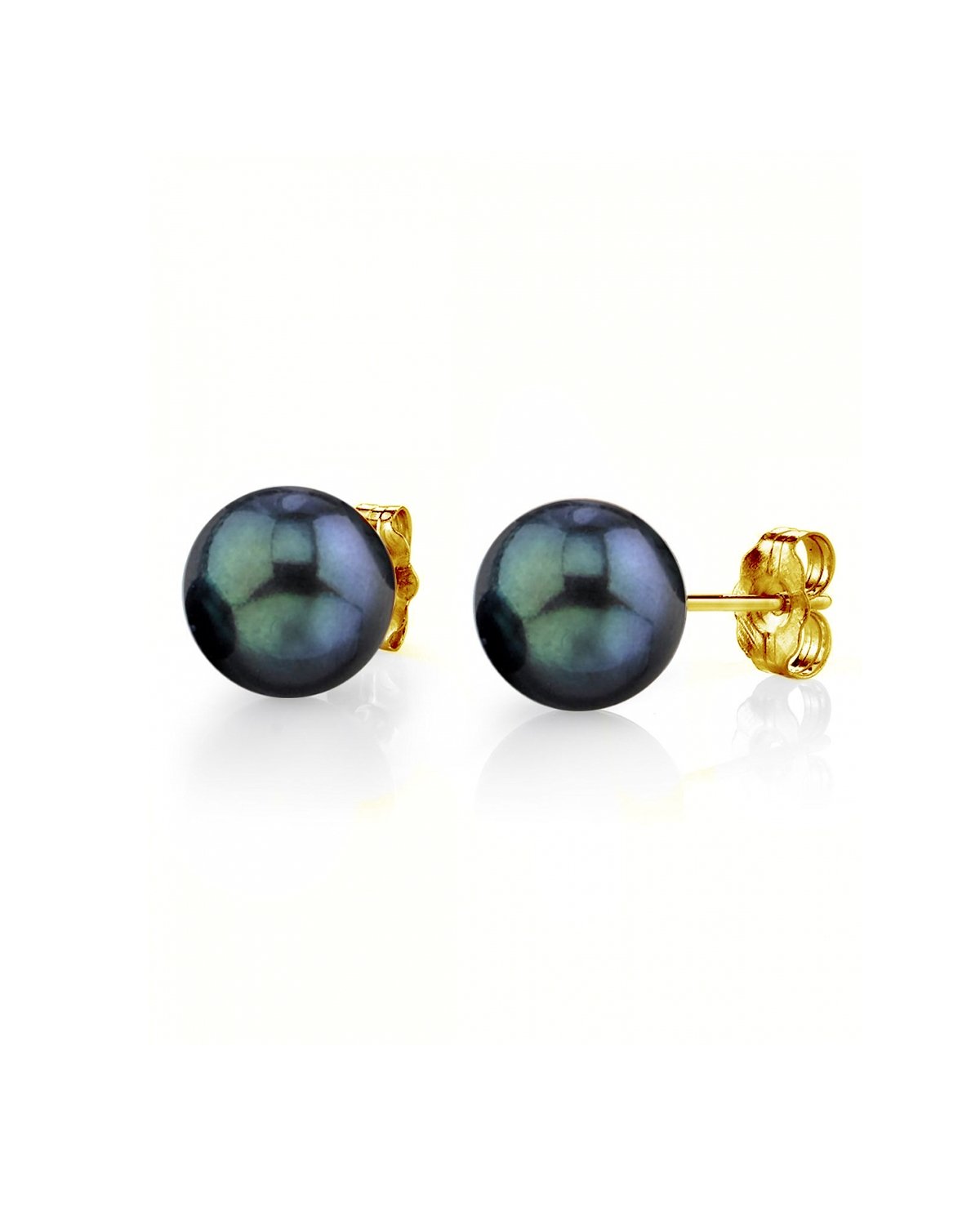 Black Akoya Round Pearl Stud Earrings