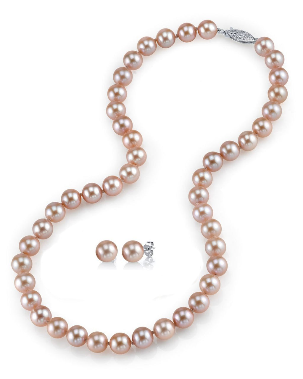 Light Pink Pearl Necklace and Earrings Set – alexandreasjewels